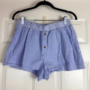 Urban renewal blue white seersucker boxer pj shorts sz Large